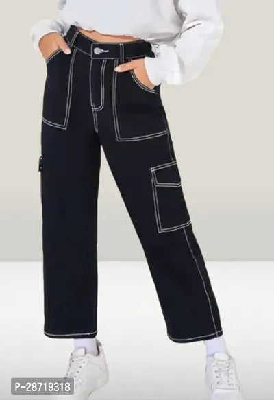 Solid Black Baggy Jeans 6 pocket for Women | Trendy & Comfy Jeans