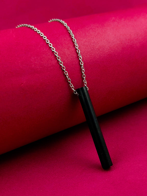 Black Stainless Steel Round Bar Pendant adjustable Necklace chain